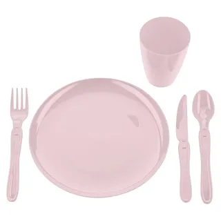 Besteckset Picknick Geschirr SET Plastik Besteck rosa 22 tlg. - Rosa