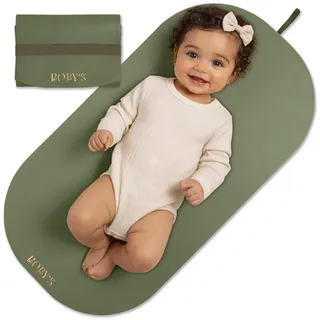 Wickelunterlage für unterwegs Baby Wickelmatte wasserdicht & abwaschbar faltbare Reise Wickelauflage aus veganem Leder Wickeltischauflage kompakt für Wickeltasche hygienisch Neugeborene (Sage Green)