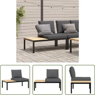 The Living Store Gartenbank mit Kissen Schwarz Aluminium - Schwarz