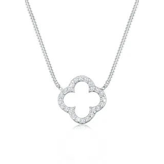 Elli Kette mit Anhänger Kleeblatt Zirkonia 925 Sterling Silber