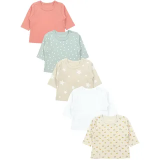 Langarmshirt TUPTAM "Shirt Baby Mädchen Langarmshirt 5er Set", Mädchen, Gr. 56, pink (grün_weiß_pink_blume), Obermaterial: 100% Baumwolle CO., Shirts Langarmshirt