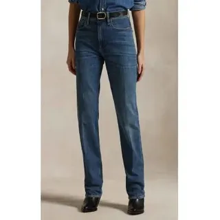 Polo Ralph Lauren für Damen. 211969392001 Blaue Straight-Jeans mit hoher Taille (29/32), Lässig, Baumwolle, Denim