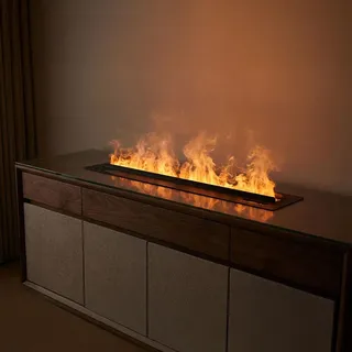 HOME DELUXE LED-Wasserdampfkamin ODENA – 3D-Flammenoptik | Moderner Elektrokamin mit realistischem Flammeneffekt - Schwarz