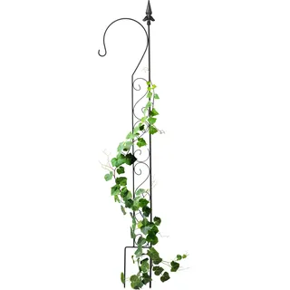 Relaxdays Rankhilfe, mit Haken, HxB: 145x27 cm, Rankgitter für Kletterpflanzen, Schäferstab Metall, freistehend, schwarz