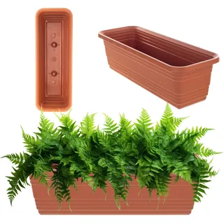 KADAX Blumenkasten 50 cm, Ziegelrot – Balkontopf aus Kunststoff, witterungsbeständiger Pflanzkasten, Blumentopf, Geländerkasten für Blumen, Kräuter und Pflanzen