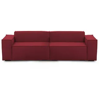 Talamo Italia - 3-Sitzer festes Sofa Simona, lineares modulares Sofa, modernes Wohnzimmersofa aus Stoff, 100 % Made in Italy, 260 x 95 x 70 cm, Rot