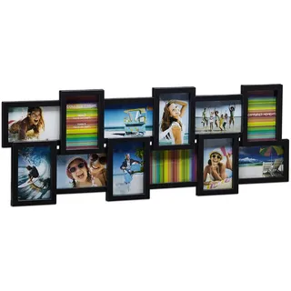 Relaxdays Bilderrahmen , Schwarz , Kunststoff, Wellpappe , 81x30x2 cm , Bilder & Rahmen, Bilderrahmen, Bilderrahmen-Collagen