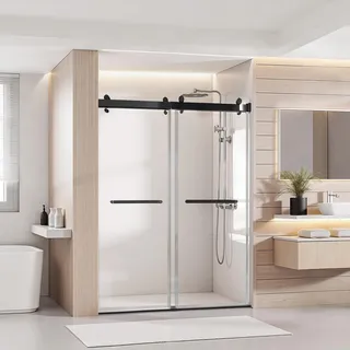 Vevor Rahmenlose Duschtür Schiebetür 121,9 x 193,3 cm transparent Sicherheitsglas