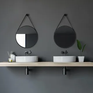 Talos Wandspiegel Silver Coiffeur (Durchmesser: 50 cm schwarz