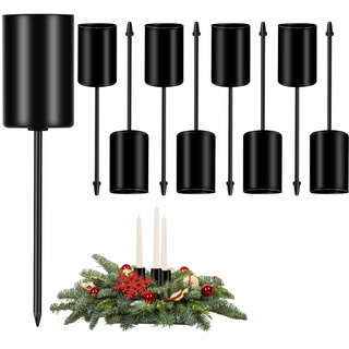 RISAKOGO 10 Stück Kerzenhalter Adventskranz Metall Adventskerzenhalter Kerzenhalter Stabkerze StabkerZenhalter für Weihnachten & Wohnung Schwarz