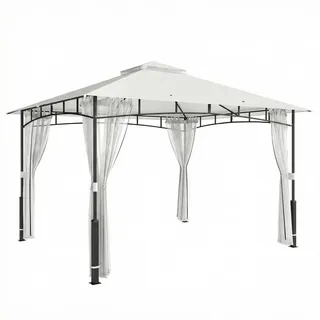 Outsunny Pavillon Metall Polyester Schwarz , 300x275x360 cm , Sonnenschutz, Pavillons