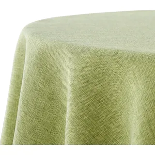 Decomira Tischdecke wasserabweisend Leinen-Optik - Fleckschutz, abwaschbar - Garten-Tischdecke Outdoor, Tischtuch Esstisch - Grün - 200 cm Rund