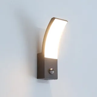 HLFVLITE Led Wandleuchte Innen Aussen mit Bewegungsmelder, 9W Außenlampe Alumniumguss modern Wandbeleuchtung IP54 Wasserdichte LED Lampe 3000K