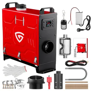 Vevor 8 kW Dieselheizung 12 V / 24 V All in One Diesel-Luftheizung mit Bluetooth App-Steuerung & Fernbedienung & Anzeigebildschirm & CO-Alarm, schnell aufheizende vertikale tragbare Dieselheizung