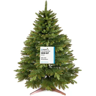 Premium Weihnachtsbaum künstlich 120cm - TESTSIEGER 10 Jahre GARANTIE - Naturgetreu, dichte Zweige, Künstlicher Weihnachtsbaum mit Holzständer, Christmas Tree Tannenbaum künstlich 120 cm Pure Living