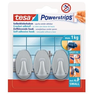 Tesa Powerstrips Haken Oval Matt-Chrom