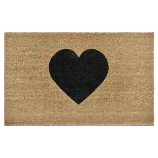 HANSE HOME Kokos Heart, Türmatte« rechteckig 15 mm Höhe Kokos, Schmutzfangmatte, Outdoor, rutschfest Innen, Kokosmatte Flur, Terrasse, Eingangsbereich - 45x75cm