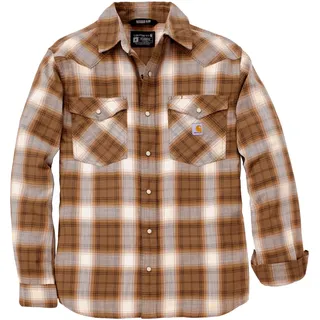 Carhartt Montana Rugged Flex Snap Front, Hemd - Braun/Beige/Orange (Brn) - S