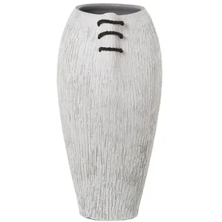 Alexandra House Living Vase, Weiß, Keramik, gestreift, 22 x 22 x 40 cm