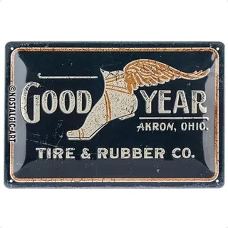 Nostalgic-Art Retro Blechschild, 20 x 30 cm, Goodyear – Wing Foot Logo 1901 | Original Lizenzprodukt (OLP), aus Metall, Vintage Design, Blechschilder Sprüche, Reifen-Deko, Geschenk-Idee für Motor-Fans