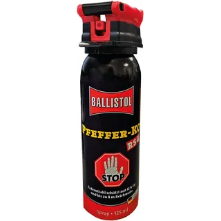 BALLISTOL 24541 Pfeffer-KO 125ml Spray mit Behördenkappe - Verteidigungsspray gegen Tiere - Abwehrspray 4 m Sprühweite