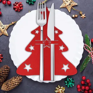 12 Besteck Filz Weihnachtsbaum Tasche Dekorativ für Besteck, Tisch Parteien