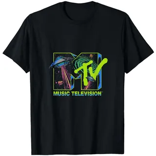 MTV Music Television Alien Invasion UFO T-Shirt, Herren, Schwarz, XXL