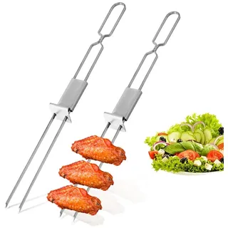 2x Profi BBQ Schaschlikspieß stabile hochwertige Grillspieße Edelstahl Camping