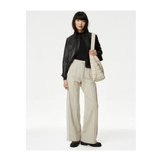 Womens M&S Collection Pantalon coupe large en jersey à bande latérale - Buff, Buff - 22-REG
