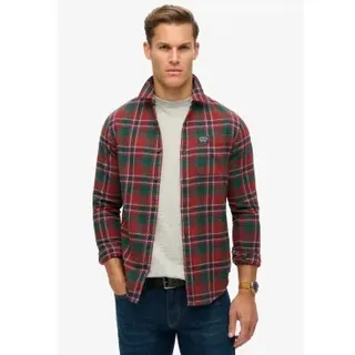 Superdry für Herren. M4010727A Holzfällerhemd rot (L), Lässig, Baumwolle, Langarm