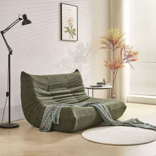STILVORA Indoor-Doppelter Sitzsack Schlafsofas Lazy Sofa mit Rückenlehne, faltbarer Einzelsofa mit Hochelastischer Schwammrahmen, Grün - Grün