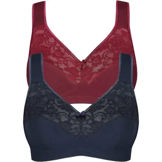 Susa Bügelloser BH »Basic« Packung, 2er Pack, 2 Spitze, genähte Cups, Baumwollmix, elastisch, BH-Set, rot