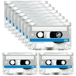 BORDEAG 10 Stück Audio Cassette Empty Cassette Tapes, Audio Kassetten Leer, 60 Min Musikkassette, Leere Audiokassetten Rauscharm Audiokassetten Für Vorlesungen Seminare