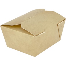 Monouso 50 Lebensmittelboxen, Farbe Kraft, amerikanische Box, Lebensmittel, Verpackung, Speisekarte, Lieferung, sicherer Verschluss | 10,7 x 8,65 x 6 cm, 500 ml