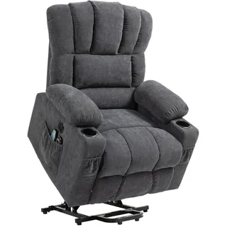 Homcom Fernsehsessel mit Aufstehhilfe Relaxsessel mit Liege-, Heiz- und Massagefunktion , Textil , Füllung: Schaumstoff,Taschenfederkern , 91x110x93 cm , Wohnzimmer, Sessel, Fernsehsessel