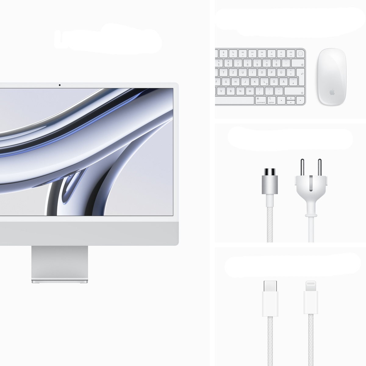 Bild von iMac 24", silber, M3 - 8 Core CPU / 10 Core GPU, 8GB RAM, 256GB SSD (MQRJ3D/A [2023 / Z19D])