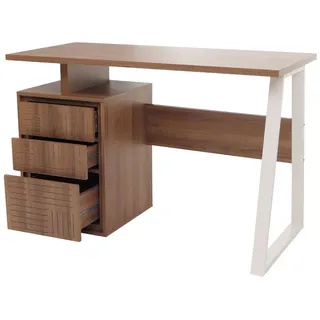 Mendler Schreibtisch HWC-O32 Kiefer braun