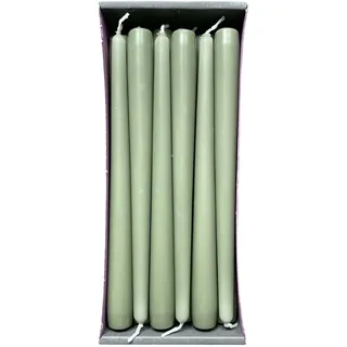 Nordring 12 Spitzkerzen 2,3 x 25 cm Staubig Grün – RAL-zertifiziert, tropffrei & raucharm, ca. 8 Std. Brenndauer – Tischdeko & Kerzenleuchter