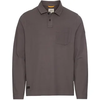 camel active Herren Langarm Poloshirt aus Reiner Baumwolle Grau, Menswear-M