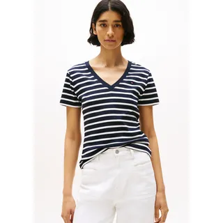 Tommy Hilfiger Slim Cody Kurzarm-T-Shirt Mit V-ausschnitt Nos Breton Desert Sky / Ecru XS