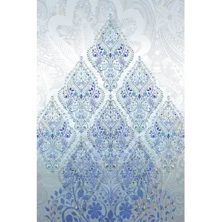 Plaid FLEURESSE "4223", blau (blau, hellblau, dunkelblau, grau, weiß), B:180cm L:270cm, Mako-Satin, Wohndecken, Plaid, Mako Satin, Baumwolle, 135x200, 155x220, 200x200cm, Reißverschluss