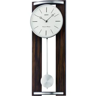 Seiko Clocks Wanduhr Pendel QXH078B Wanduhr - Dunkelbraun, Silber, Weiß, Schwarz