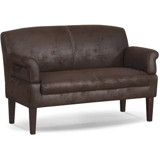 CAVADORE 2-Sitzer Sofa Malm mit Federkern für Küche, Esszimmer oder Wohnküche / Küchensofa, Essbank im rustikalen Design mit Armteilfunktion / Antiklederoptik Dunkelbraun / 152 x 97 x 78, Cchocco