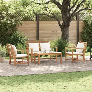 vidaXL Gartensofa-Set 4-tlg. Natur Massivholz Teak braun
