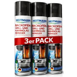 HEITMANN Backofen-, Grill- und Kaminglas Reiniger: Aktivschaum für hartnäckigen Schmutz - Kaminreiniger - Ofenreiniger - gute Haftung, 3er Pack