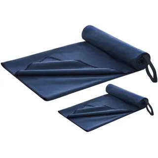 Blumtal Sporthandtuch Folke 180/90 & 80/40 cm, 2er-Set, Dunkelblau , Textil , Rechteckig , 90x180 cm , Reach , Heimtextilien, Badtextilien, Handtücher