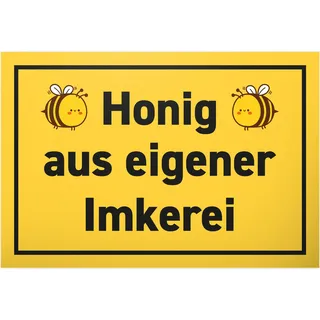 DankeDir! Honig aus eigener Imkerei - 30 x 20 cm Kunststoff Schild - Geschenk Geschenkidee Imker Freunde - Geburtstagsgeschenk Türschild Spruch Wandschild Hinweisschild Hinweis