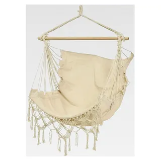 Hängesessel Ibiza mit Fransen in Beige im Boho-Stil für Outdoor und Camping - Beige