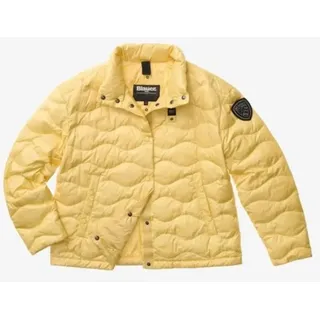 Blauer leichte Steppjacke mit Daunenfüllung in Korallton - Gelb