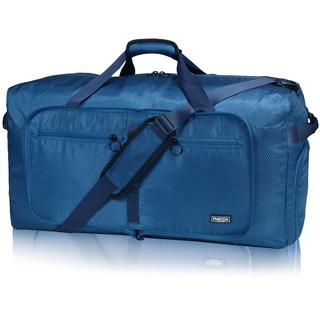 Fmeida Reisetasche XXL Reisetaschen Faltbar Groß Sporttasche Weekender Damen mit Schuhfach Leicht Saunatasche Kliniktasche Geburt Reise Tasche Herren Duffle Bag Blau